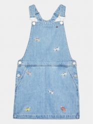 Tommy Hilfiger Sukienka jeansowa Dungaree KG0KG07194 D Niebieski Regular Fit. Niebieskie sukienki dziewczęce Tommy Hilfiger, bez wzorów, z bawełny, bez ramiączek, proste. Za 599.99 zł.
