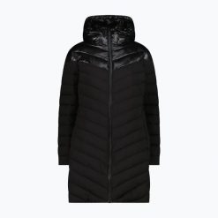 Płaszcz ocieplany damska CMP 35K3566 Snaps Hood Parka. Czarne płaszcze damskie CMP, bez wzorów, z puchu, bez kaptura. Za 559.99 zł.