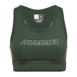 Biustonosz dla kobiet Hummel. Zielone koszulki sportowe damskie Hummel, bez wzorów, z dżerseju, bez ramiączek. Za 172.00 zł.