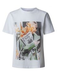 Pepe Jeans Koszulka "Rebecca" w kolorze białym rozmiar: S. Białe bluzki damskie Pepe Jeans, s, bez wzorów, z bawełny, bez kołnierzyka, bez ramiączek. Za 140.53 zł.