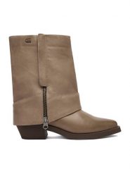 G-Star Raw Botki EO-YAGMUR-25FW30 Beżowy. Brązowe botki damskie G-Star, ze skóry, retro, bez obcasa, na słupku, bez zapięcia. Za 499.99 zł.