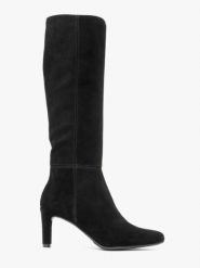 Czarne kozaki z wąską cholewką. Czarne kozaki damskie Ryłko, ze skóry, bez obcasa, na obcasie, bez zapięcia. Za 629.99 zł.