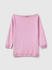 Benetton Sweter w kolorze jasnoróżowym rozmiar: M. Różowe swetry klasyczne damskie Benetton, m, z bawełny, bez kołnierzyka. Za 109.78 zł.