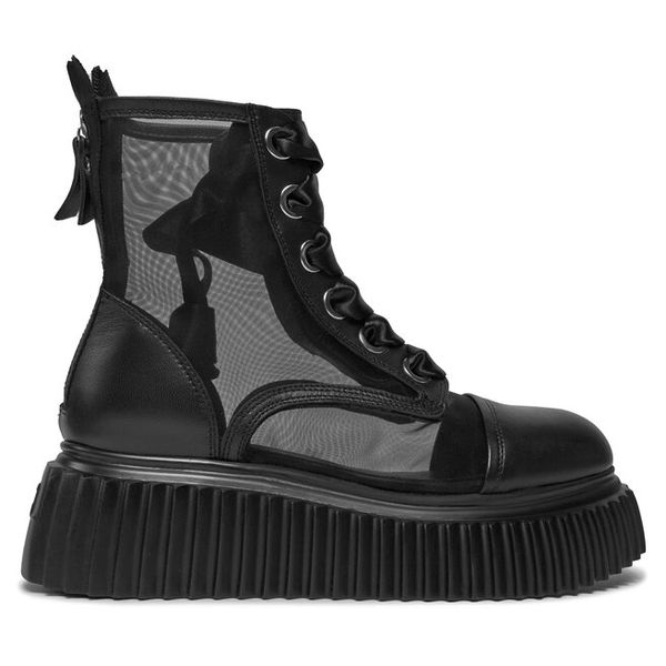 Trzewiki AGL. Czarne botki damskie AGL, bez obcasa, na płaskiej podeszwie, bez zapięcia. Za 1,389.00 zł.