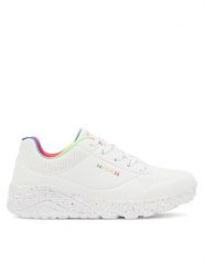 Skechers Sneakersy 310456L WMLT Biały. Białe buty sportowe dziewczęce Skechers, z syntetyku, bez zapięcia. Za 229.99 zł.