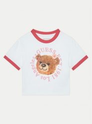 Guess T-Shirt J5RI41 K6YW4 Biały Regular Fit. Białe koszulki i t-shirty dziewczęce Guess, z aplikacjami, z bawełny, bez kołnierzyka, bez ramiączek. Za 59.99 zł.