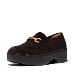 Damskie mokasyny FitFlop F-Luma. Brązowe mokasyny damskie FIT FLOP, z materiału, bez obcasa. Za 740.00 zł.