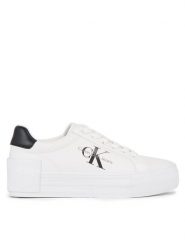 Calvin Klein Jeans Sneakersy Bold Vulc Flatform Laceup Lth Wn YW0YW00821 Biały. Białe obuwie sportowe damskie Calvin Klein Jeans, z jeansu, bez zapięcia. Za 469.99 zł.