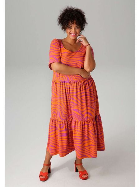 Aniston Sukienka w kolorze fioletowo-pomarańczowym rozmiar: 52. Pomarańczowe sukienki damskie Aniston, bez wzorów, bez ramiączek. Za 56.79 zł.