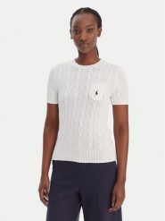 Polo Ralph Lauren Sweter 211971873005 Biały Slim Fit. Białe swetry klasyczne damskie Polo Ralph Lauren, s, z bawełny, bez kołnierzyka. Za 819.99 zł.