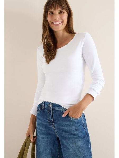 Cecil Koszulka w kolorze białym rozmiar: XS. Białe koszulki damskie Cecil, xs, bez wzorów, z bawełny, bez kołnierzyka, bez ramiączek. Za 65.45 zł.