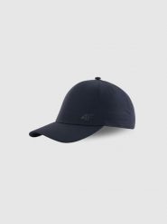 4F Czapka z daszkiem tenisowa damska - granatowa S/M (58cm). Niebieskie czapki z daszkiem damskie 4F, bez wzorów, z materiału. Za 99.99 zł.