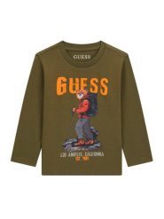 Guess Bluzka N6BI04 K5854 Zielony Regular Fit. Zielone t-shirty i koszulki chłopięce Guess, z aplikacjami, z bawełny, bez kołnierzyka, bez ramiączek. Za 114.99 zł.