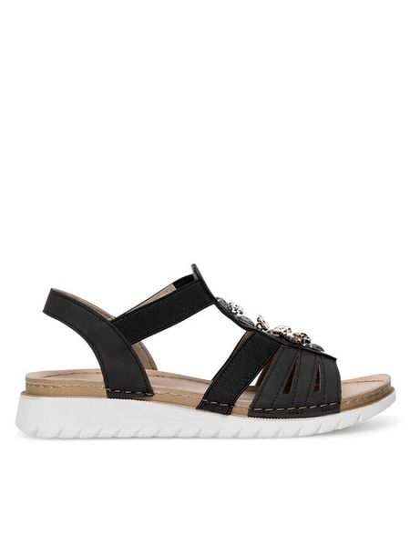 Inblu Sandały CNARO100 Czarny. Czarne sandały damskie Inblu, bez wzorów, z syntetyku, bez obcasa, na płaskiej podeszwie, bez zapięcia. Za 77.99 zł.