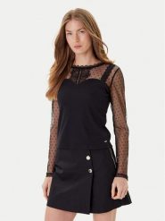 Morgan Bluzka 252-TIPO 979 Czarny Slim Fit. Czarne bluzki damskie Morgan, l, bez wzorów, z syntetyku, bez kołnierzyka, bez ramiączek. Za 139.99 zł.