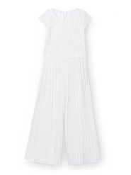 Mayoral Kombinezon 6871 Biały Regular Fit. Białe sukienki dziewczęce Mayoral, bez wzorów, z syntetyku, bez ramiączek. Za 259.99 zł.