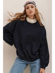 Trend Alaçatı Stili Bluza w kolorze czarnym rozmiar: S. Czarne bluzy damskie Trend Alaçatı Stili, s, bez wzorów, bez kaptura. Za 48.28 zł.