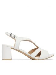 Caprice Sandały 9-28308-46 Biały. Białe sandały damskie Caprice, bez wzorów, ze skóry, bez obcasa, na słupku, bez zapięcia. Za 228.99 zł.