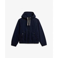 Kurtka z kapturem z wytartego sztruksu damska Superdry. Niebieskie kurtki damskie Superdry, xs, bez wzorów, ze sztruksu, z kapturem. Za 464.05 zł.