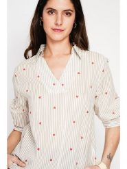 Le Jardin du Lin Bluzka w kolorze beżowym rozmiar: 40. Brązowe bluzki damskie Le jardin du lin, bez wzorów, bez kołnierzyka, bez ramiączek. Za 108.99 zł.