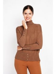 ASSUILI Golf w kolorze jasnobrązowym rozmiar: 36. Brązowe golfy damskie Assuili, bez wzorów, bez ramiączek. Za 104.99 zł.