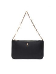 Tommy Hilfiger Torebka Th Icon Chain Shoulder Pouch AW0AW18298 Czarny. Czarne torebki wieczorowe damskie Tommy Hilfiger, bez wzorów, ze skóry, bez dodatków. Za 369.99 zł.