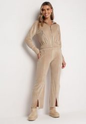 Beżowy 2-częściowy Komplet Dresowy z Bluzą i Spodniami Stellarina. Brązowe bluzy damskie Born2be, m, bez wzorów, z dresówki, bez kaptura. Za 179.99 zł.