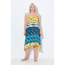 Damskie Sukienka ryby krój trapezowy dekolt w szpic bez rękawów. Zielone sukienki damskie Ulla Popken, bez wzorów, z materiału, sportowe, bez ramiączek. Za 279.99 zł.