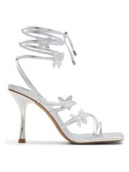 CALL IT SPRING Sandały w kolorze srebrnym na szpilce rozmiar: 37. Szare sandały damskie Call it Spring, bez wzorów, z otwartym noskiem, bez obcasa, na koturnie, bez zapięcia. Za 130.99 zł.