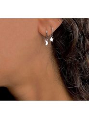 Les Petites Précieuses Srebrne kolczyki-kreole rozmiar: onesize. Szare kolczyki damskie Les Petites Précieuses, srebrne. Za 74.46 zł.