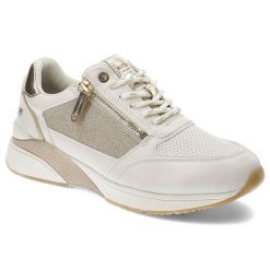 Białe Sneakersy Mustang Sportowe Obuwie Damskie. Białe obuwie sportowe casual damskie Mustang, z materiału, trekkingowe. Za 329.00 zł.