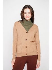 C& Jo Kardigan w kolorze beżowym rozmiar: 40. Brązowe kardigany damskie C& Jo, bez wzorów, ze splotem. Za 121.99 zł.