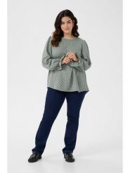 Kaffe Bluzka w kolorze zielono-czarnym rozmiar: 54. Zielone bluzki damskie Kaffe, bez wzorów, bez kołnierzyka, bez ramiączek. Za 65.23 zł.