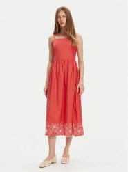 United Colors Of Benetton Sukienka letnia 4KUSDV0B7 Czerwony Regular Fit. Czerwone sukienki damskie United Colors Of Benetton, bez wzorów, z bawełny, bez ramiączek. Za 339.99 zł.