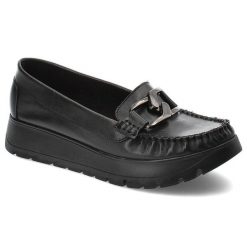 Czarne Mokasyny Armodo Eleganckie Obuwie Damskie. Czarne mokasyny damskie Armodo, na wiosnę, ze skóry, bez obcasa. Za 289.00 zł.