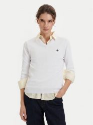Beverly Hills Polo Club Sweter P-SS26W-M536563 Biały Regular Fit. Białe swetry klasyczne damskie Beverly Hills Polo Club, m, z bawełny, bez kołnierzyka. Za 269.99 zł.