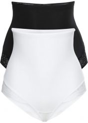 Figi panty shape (2 pary), lekki stopień modelowania sylwetki. Czarne figi bonprix, bez wzorów, z bawełny. Za 97.99 zł.