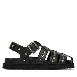 Sandały Scholl. Czarne sandały damskie Scholl, bez wzorów, bez obcasa, na płaskiej podeszwie, bez zapięcia. Za 589.99 zł.