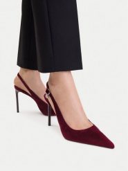 Nine West Szpilki EO-TS6384-02 Bordowy. Czerwone szpilki damskie Nine West, bez wzorów, z materiału, bez obcasa, na szpilce, bez zapięcia. Za 279.99 zł.
