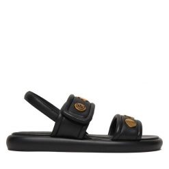 Sandały PINKO. Czarne sandały damskie Pinko, bez wzorów, bez obcasa, na płaskiej podeszwie, bez zapięcia. Za 939.99 zł.