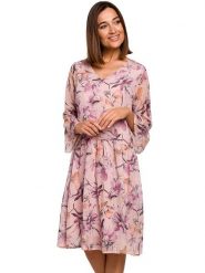 Stylove Sukienka w kolorze jasnoróżowym ze wzorem rozmiar: XL. Różowe sukienki damskie Stylove, bez wzorów, bez ramiączek. Za 244.95 zł.