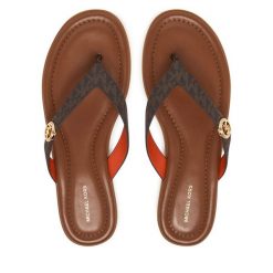 Japonki MICHAEL Michael Kors. Brązowe klapki damskie MICHAEL Michael Kors, bez wzorów, bez obcasa, bez zapięcia. Za 479.99 zł.