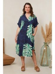 Curvy Lady Sukienka w kolorze granatowo-turkusowym rozmiar: 40/42. Niebieskie sukienki damskie Curvy Lady, bez wzorów, z wiskozy, klasyczne, bez ramiączek. Za 92.21 zł.