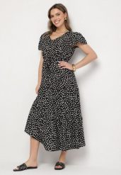 Czarna Sukienka z Bawełną i Geometrycznym Wzorem Lunavella. Czarne sukienki damskie Born2be, bez wzorów, z bawełny, eleganckie, bez ramiączek. W wyprzedaży za 63.74 zł.