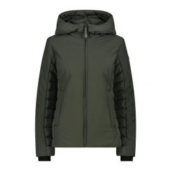 Kurtka damska turystyczna CMP 34K0056. Zielone kurtki sportowe damskie CMP, l, bez wzorów, z softshellu, z kapturem. Za 591.30 zł.
