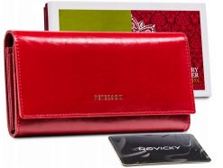 Portfel damski czerwony Peterson PTN PL-467-RED. Czerwone portfele damskie Peterson, bez wzorów, ze skóry. Za 134.00 zł.