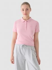 4F Koszulka polo slim damska - różowa XS. Czerwone bluzki damskie 4F, xs, bez wzorów, z bawełny, klasyczne, bez kołnierzyka, bez ramiączek. W wyprzedaży za 39.99 zł.