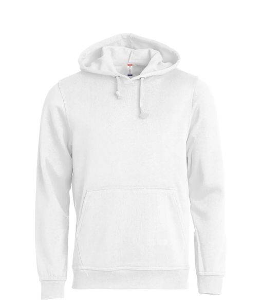 Clique Basic Hoody bluza z kapturem unisex, materiał stabilizowany – white. Białe bluzy damskie CLIQUE, xs, bez wzorów, z bawełny, z kapturem. Za 166.52 zł.