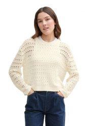 TOM TAILOR Denim Sweter w kolorze kremowym rozmiar: S. Brązowe swetry klasyczne damskie TOM TAILOR DENIM, s, z denimu, bez kołnierzyka. Za 114.44 zł.