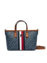 Tommy Hilfiger Torebka Th Monoplay Mini Tote Corp AW0AW19177 Granatowy. Niebieskie shopper bag Tommy Hilfiger, ze skóry, bez dodatków. Za 699.99 zł.